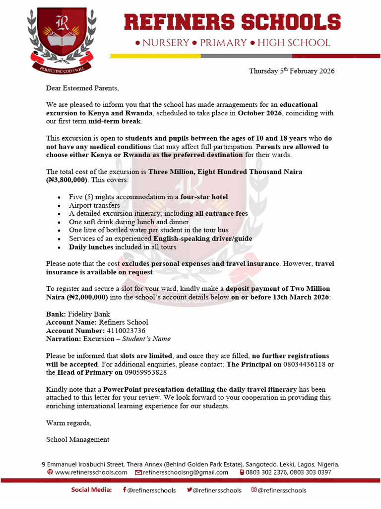 Notice of International Excursion | PDF