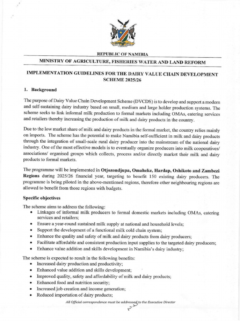 Dairy Value Chain Development Programme Implementation Modalities 2025 ...