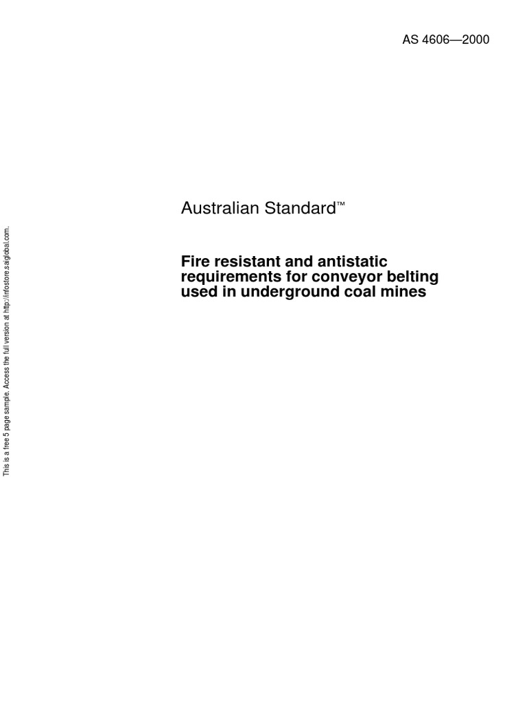 As 4606-2000 Fire Resistant and Antistatic Requirements For Conveyor ...
