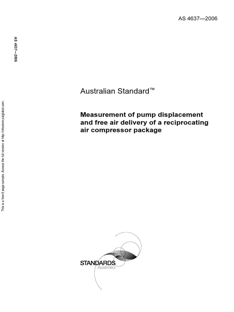 As 4637-2006 Measurement of Pump Displacement and Free Air Delivery of ...