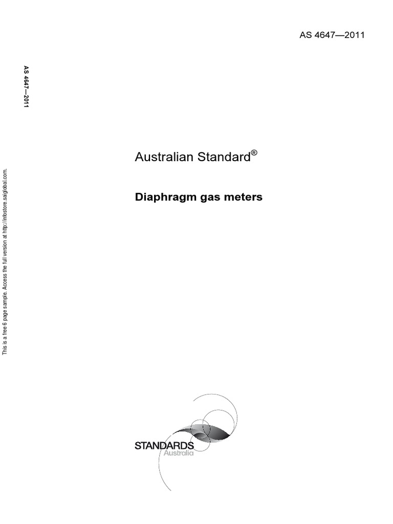 As 4647-2011 Diaphragm Gas Meters | Gases | Electrical Resistance And