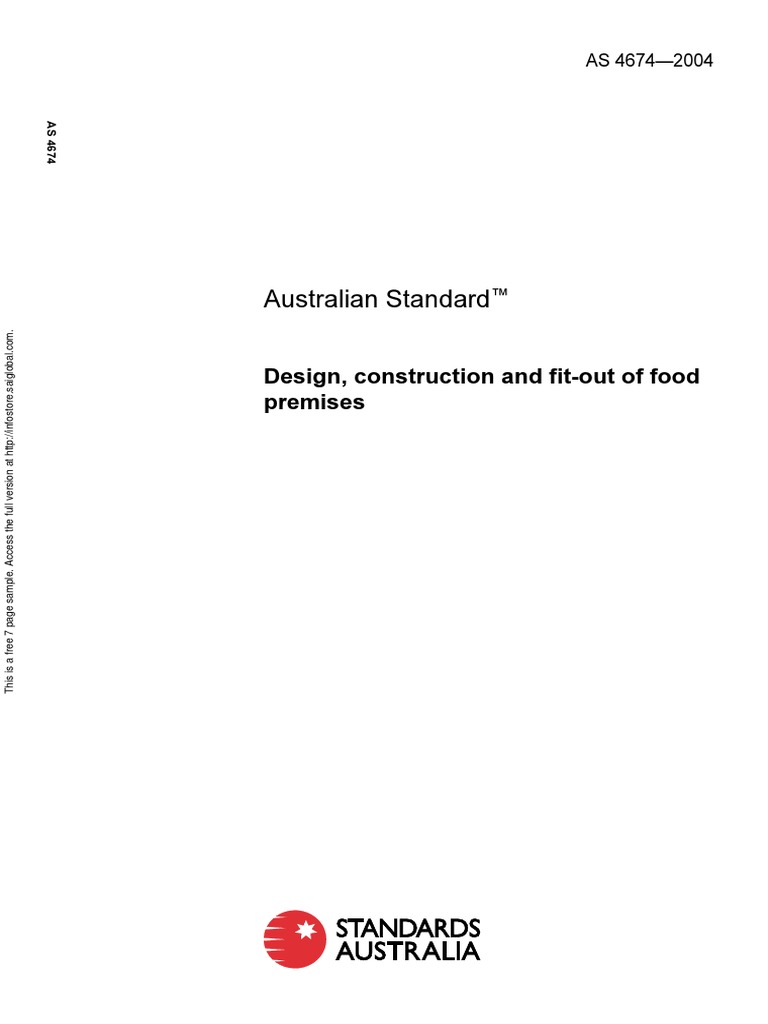 As 4674-2004 Construction and Fit Out of Food Premises | PDF | Food ...