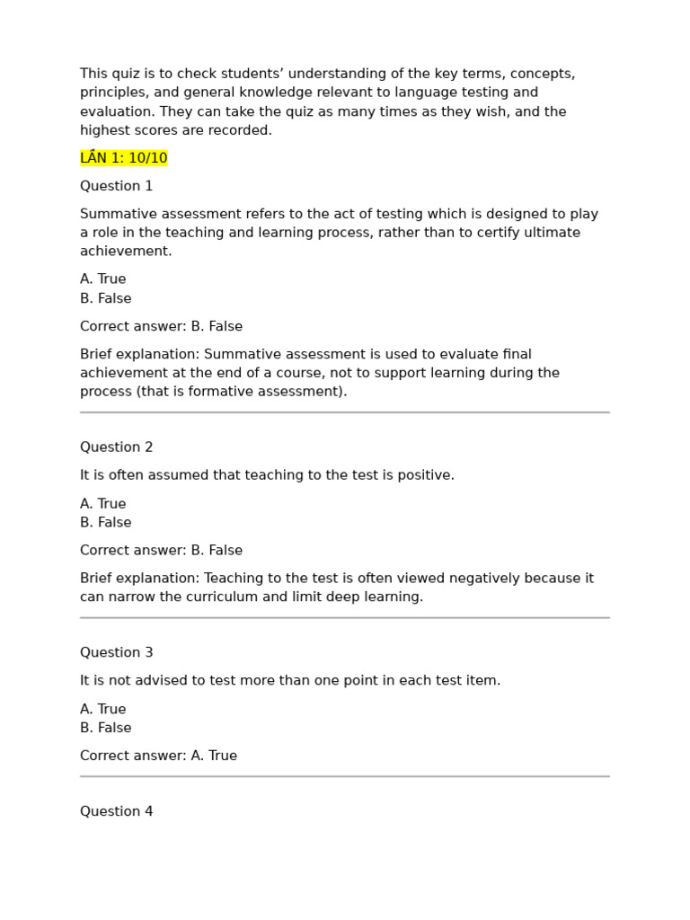 Quiz 2 | PDF | Educational Assessment | Cognition