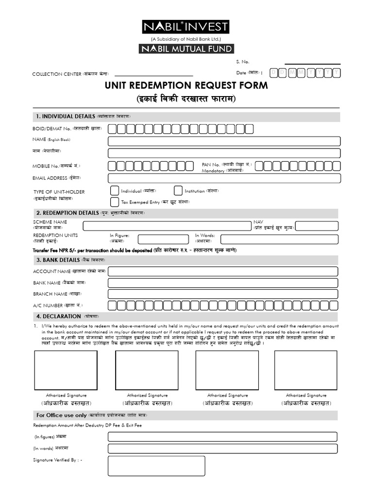 Unit Redemption Request Form | PDF | Stock Market | Corporations
