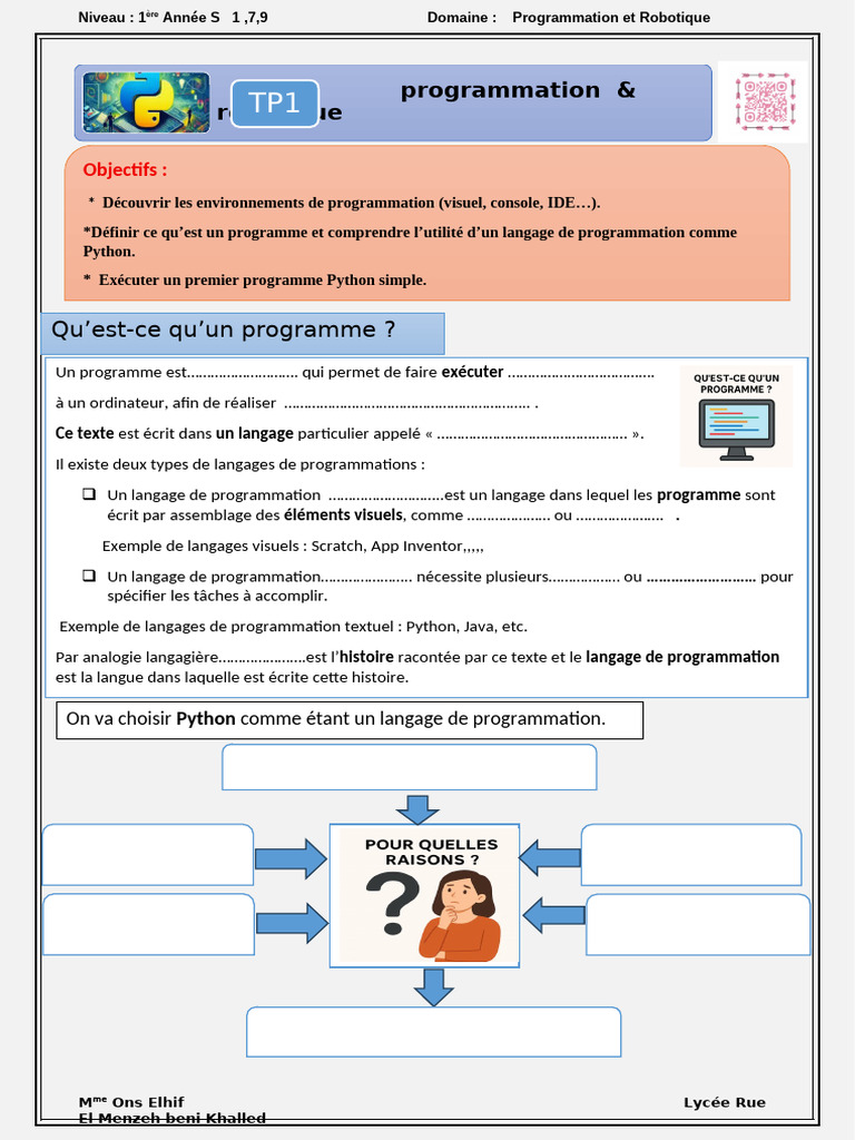 Séance 1 (Élève) | PDF | Programme informatique | Programmation