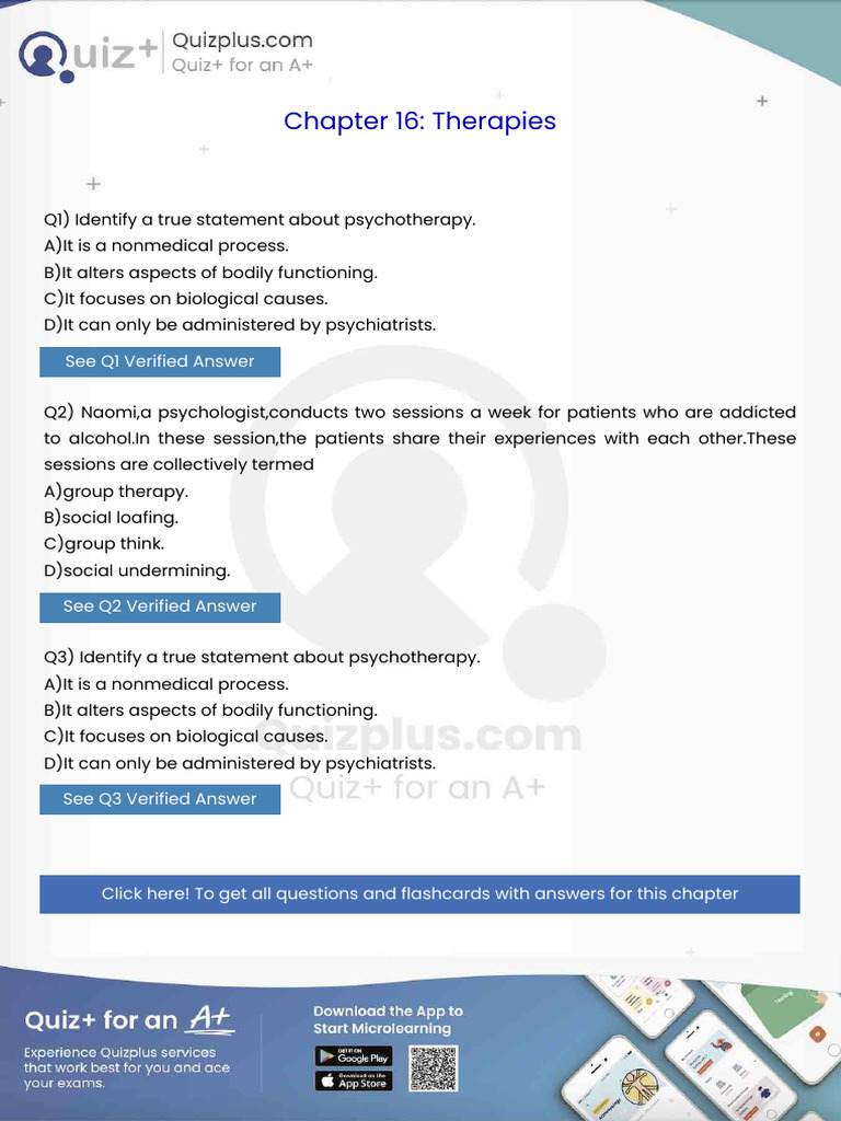 Identify A True Statement About Psychotherapy | PDF | Neurotransmitter ...