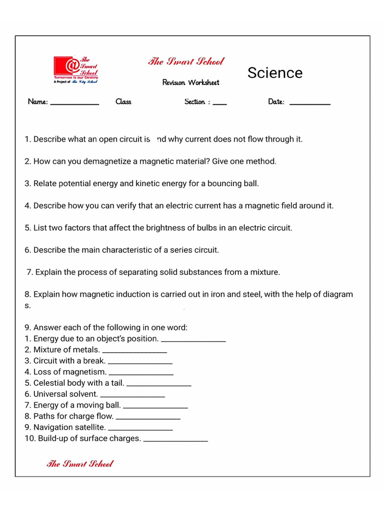 Science Worksheets VI | PDF