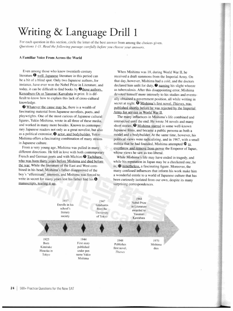 SAT Reading:TEST Total Practice Old Format | PDF