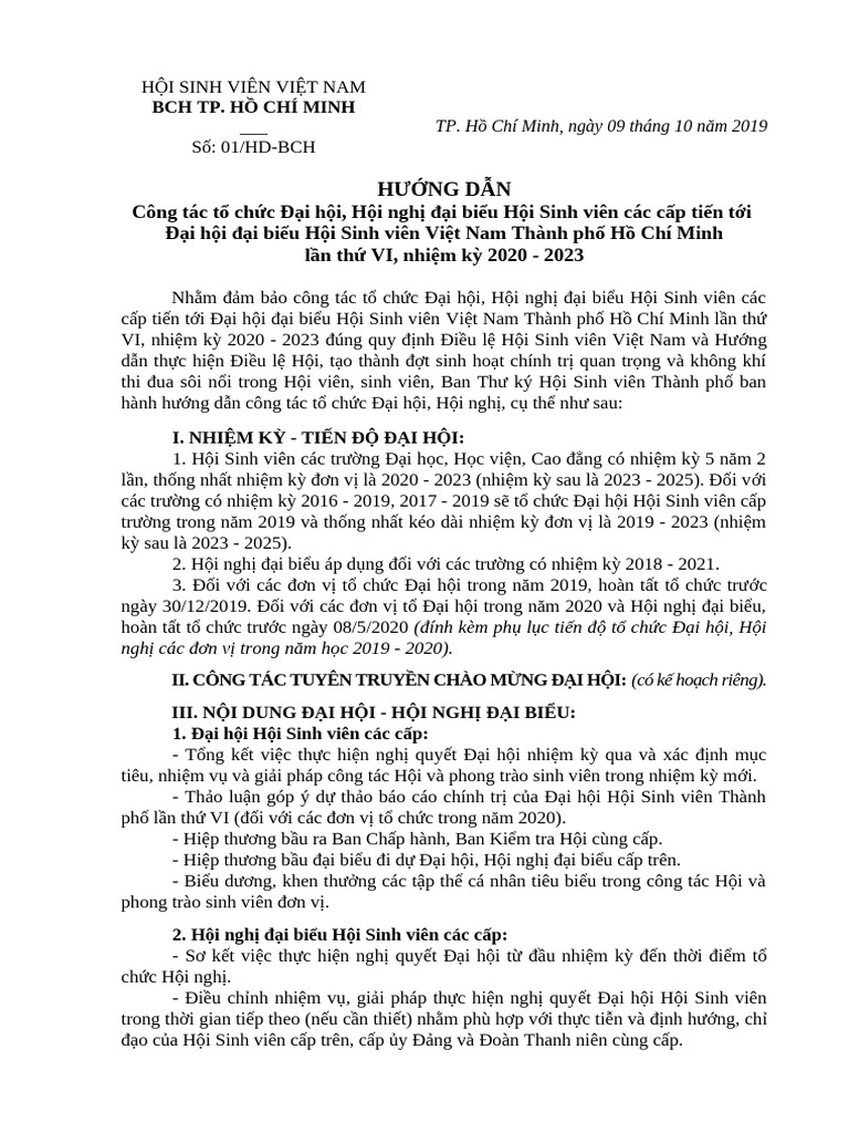 HD0119 To Chuc Dai Hoi Hoi Nghi Dai Bieu HSV Truong Nam Chinh Thuc 3 | PDF