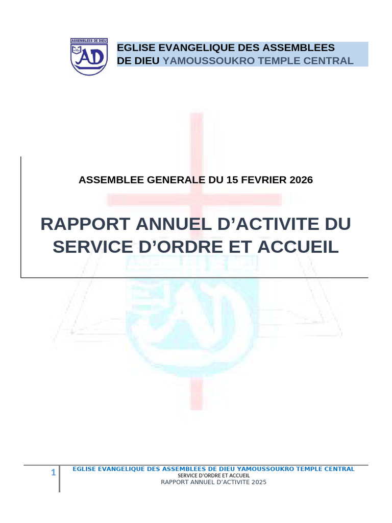 Rapport D'activites Du Soe Ad 2025 | PDF | Église chrétienne | Évangélisme