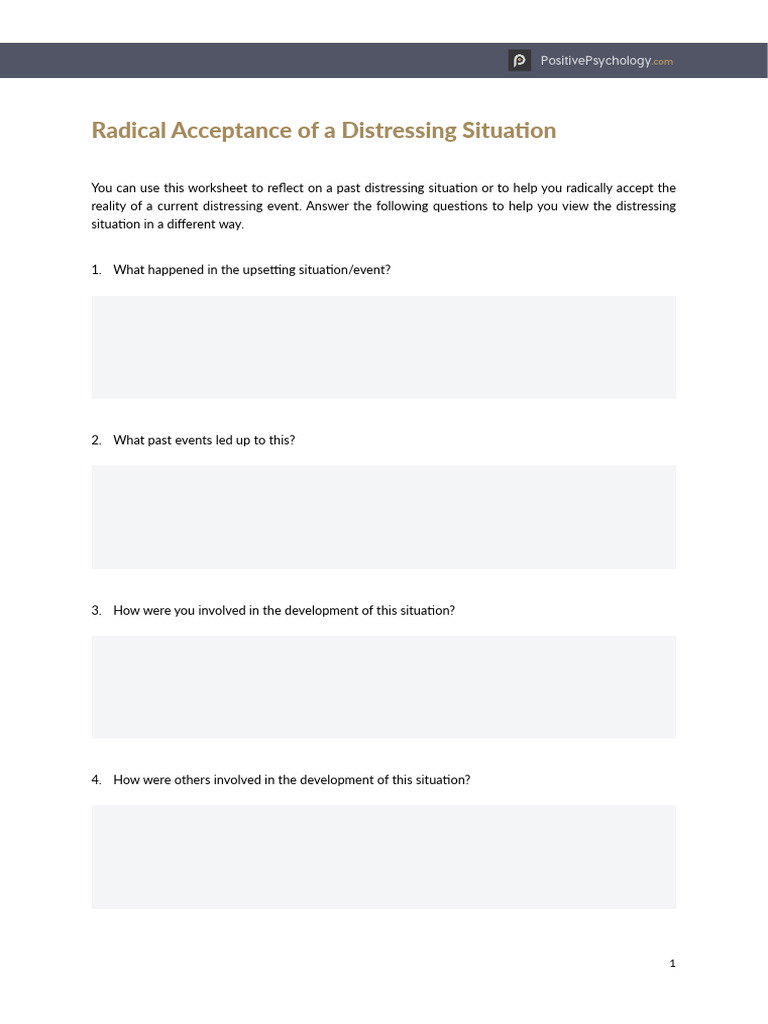 Radical Acceptance of A Distressing Situation | PDF