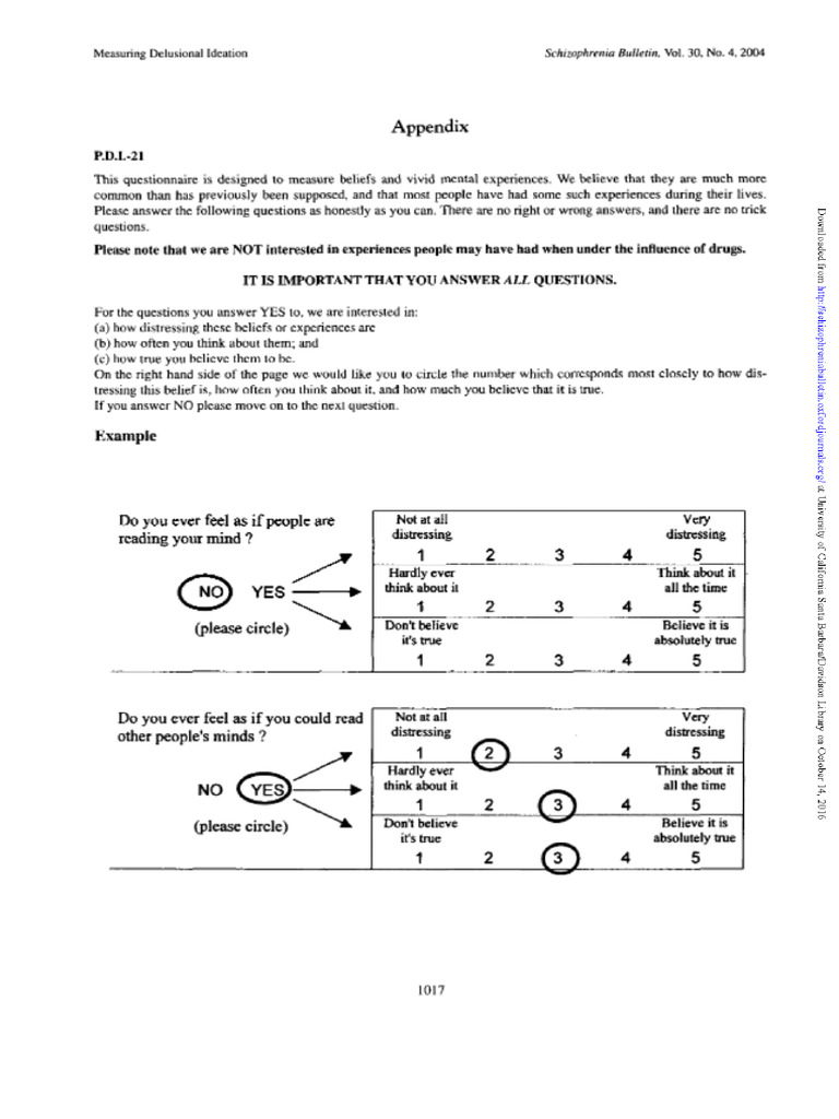 OSF - Peters Et Al Delusions Inventory | PDF