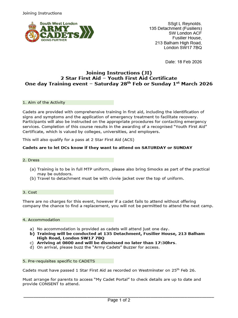 Joining Instruction v2 - 2star Fa Feb 26 | PDF