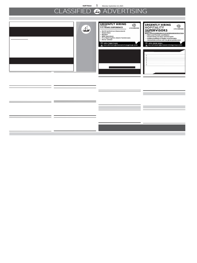 Classified 20250922 1 | PDF | Qatar | Business