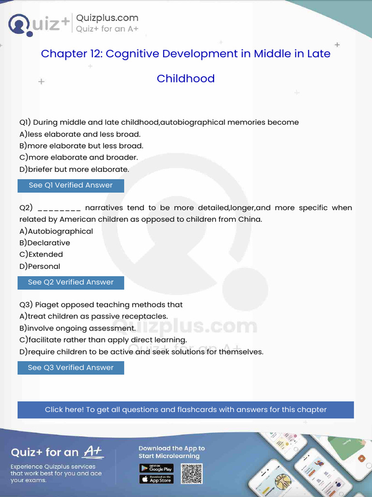 During Middle and Late Childhoodautobiographical Memories Become | PDF ...