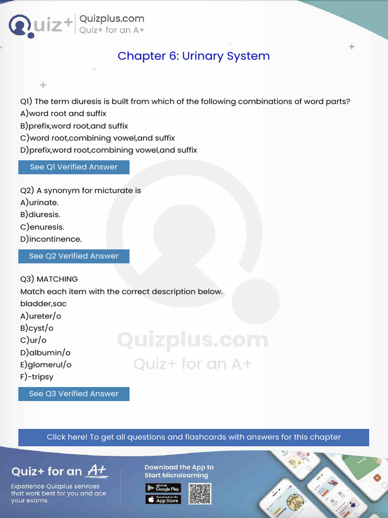 The Term Diuresis Is Built From Which of The Following Combinations of ...