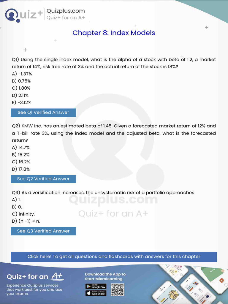 Using The Single Index Model What Is The Alpha of A Stock With Beta of ...