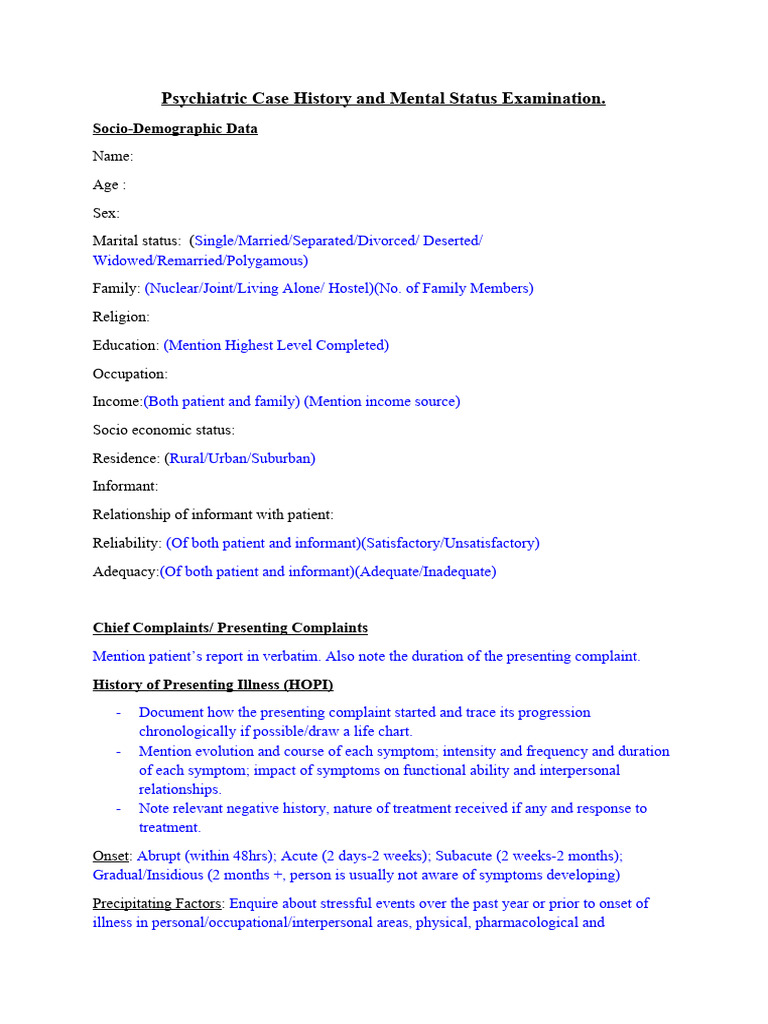 Psychiatric Case History and MSE | PDF | Hallucination | Mental Disorder