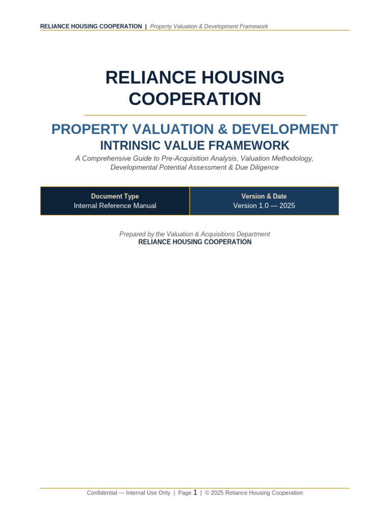 Reliance Housing Property Valuation Framework | PDF | Valuation ...