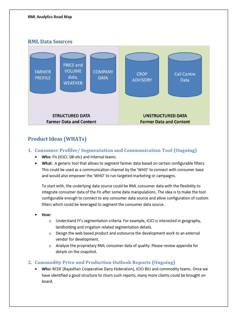 RML Analytics Roadmap | PDF | Irrigation | Analytics