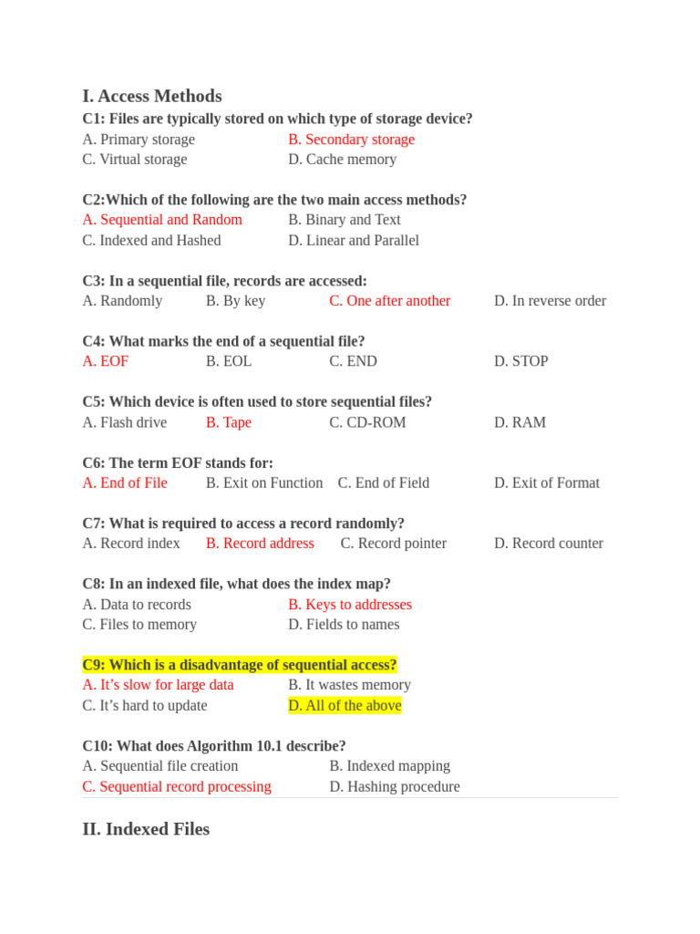 50 File Structure Quiz | PDF | Directory (Computing) | Computer File