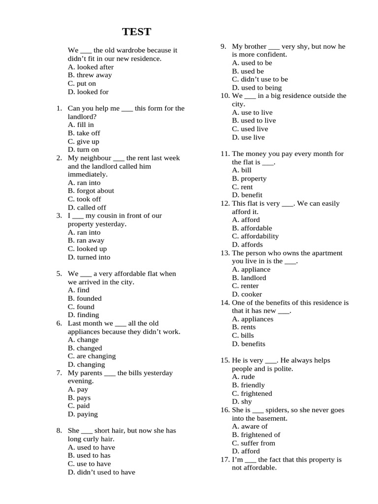 Test Appearance and Housing | PDF