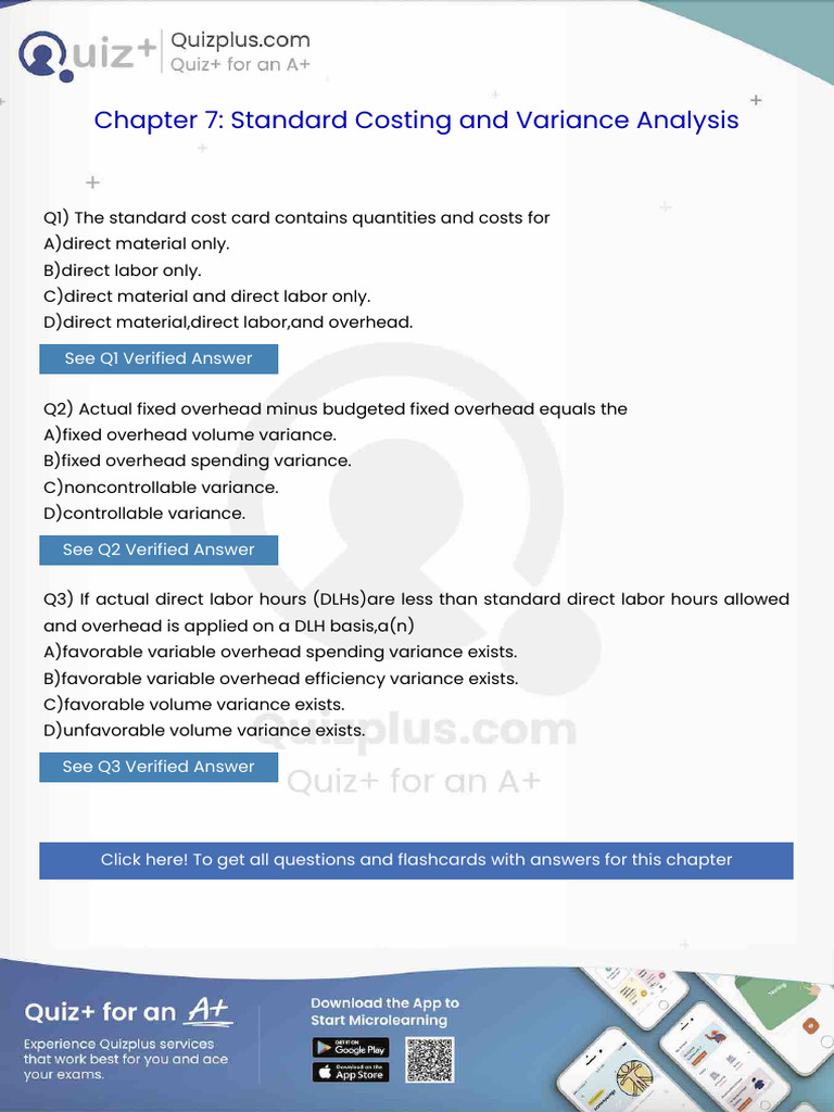 The Standard Cost Card Contains Quantities and Costs For | PDF | Income ...