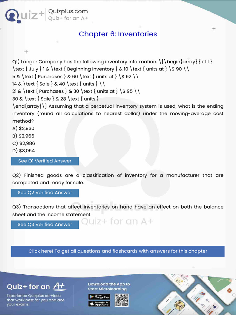 Langer Company Has The Following Inventory Information Beginarray R L L ...