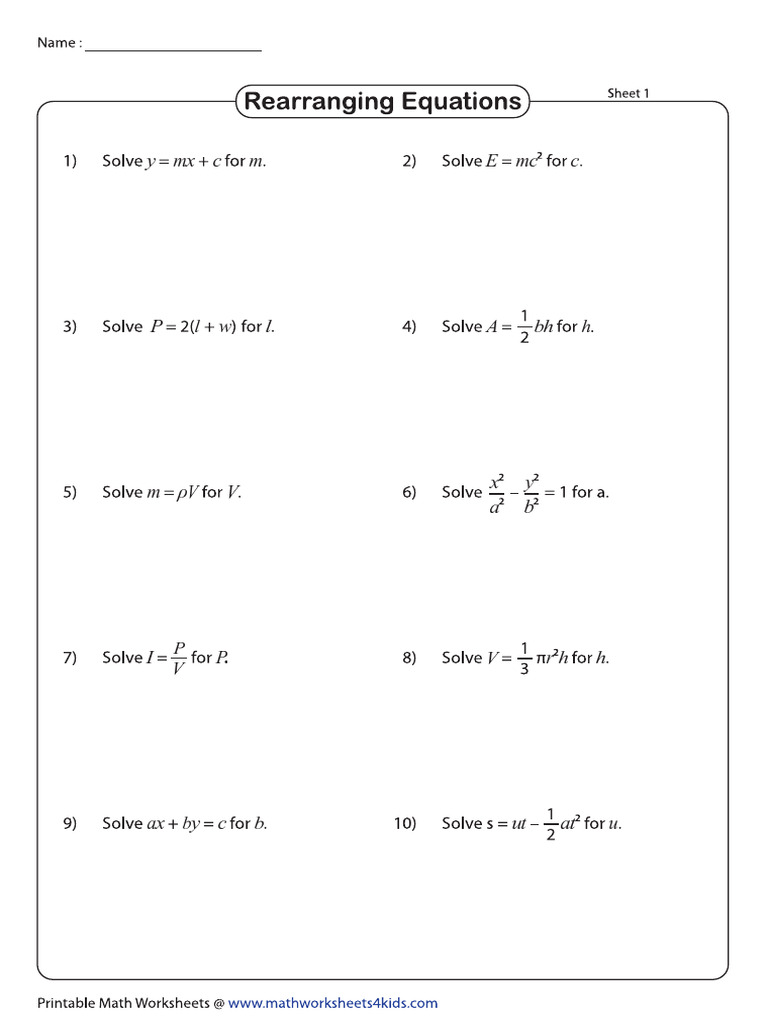 Rearrange Formulae 1 | PDF