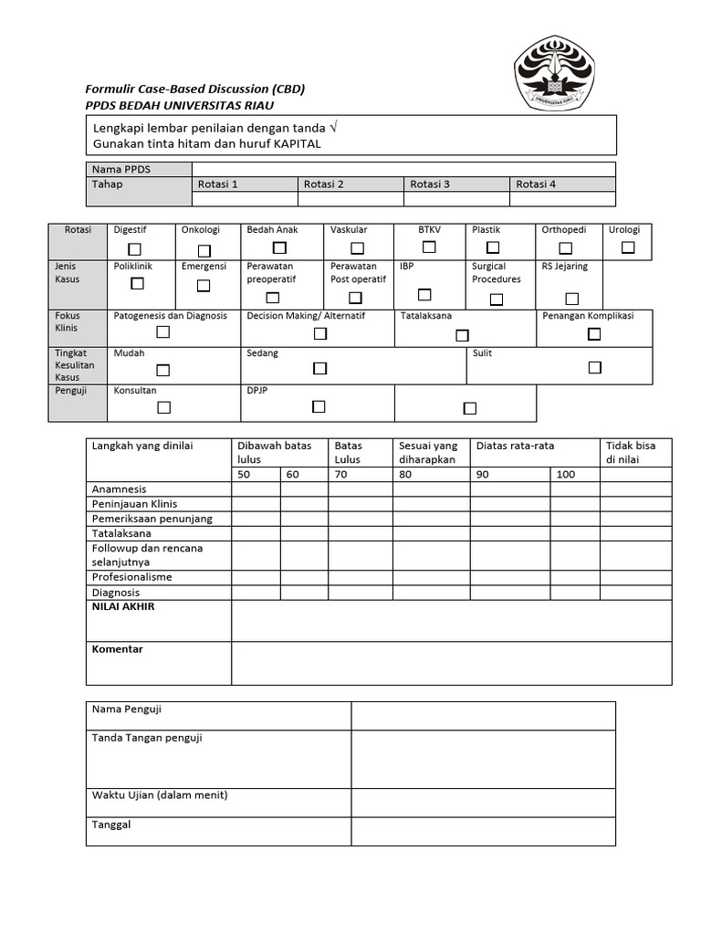 Formulir Case Based Discussion | PDF
