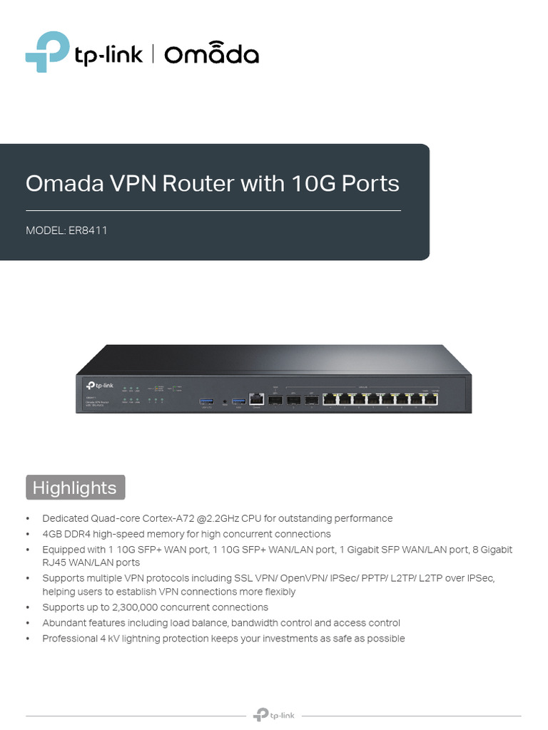 ER8411 UN 1.0 Datasheet | PDF | Virtual Private Network | Computer Network