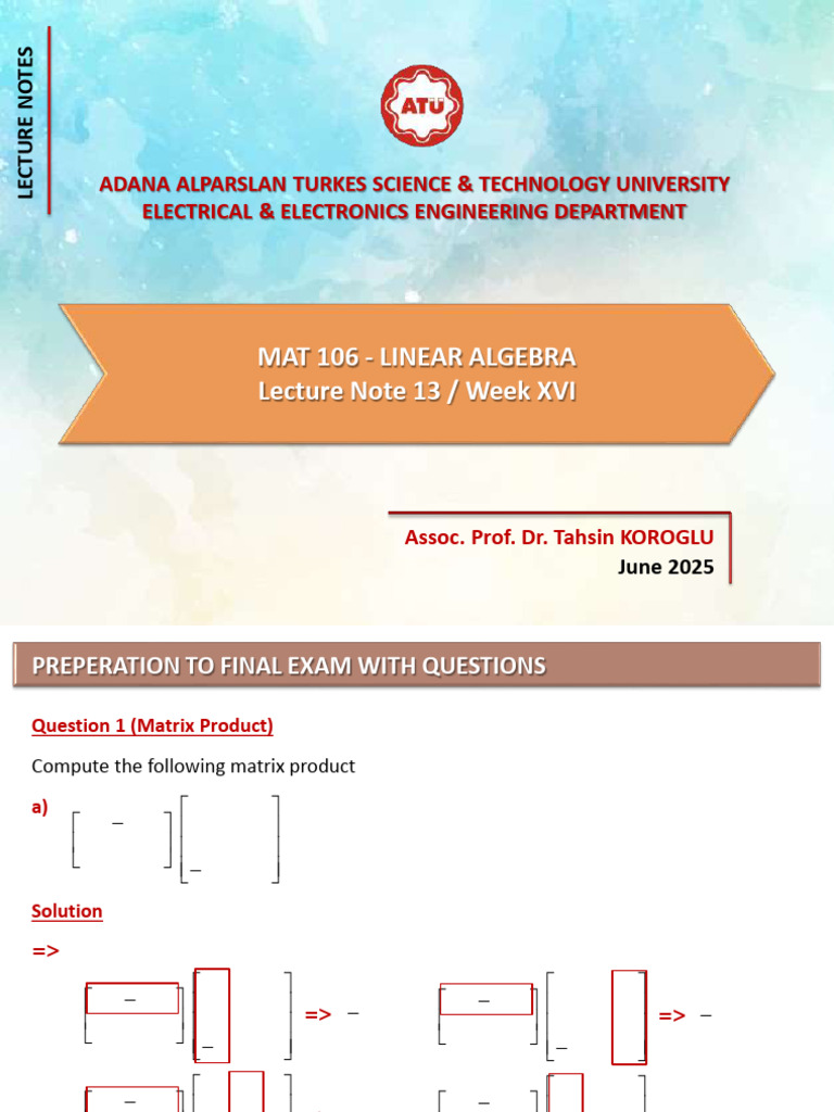 Lecture Note 13 | PDF | Eigenvalues And Eigenvectors | Determinant