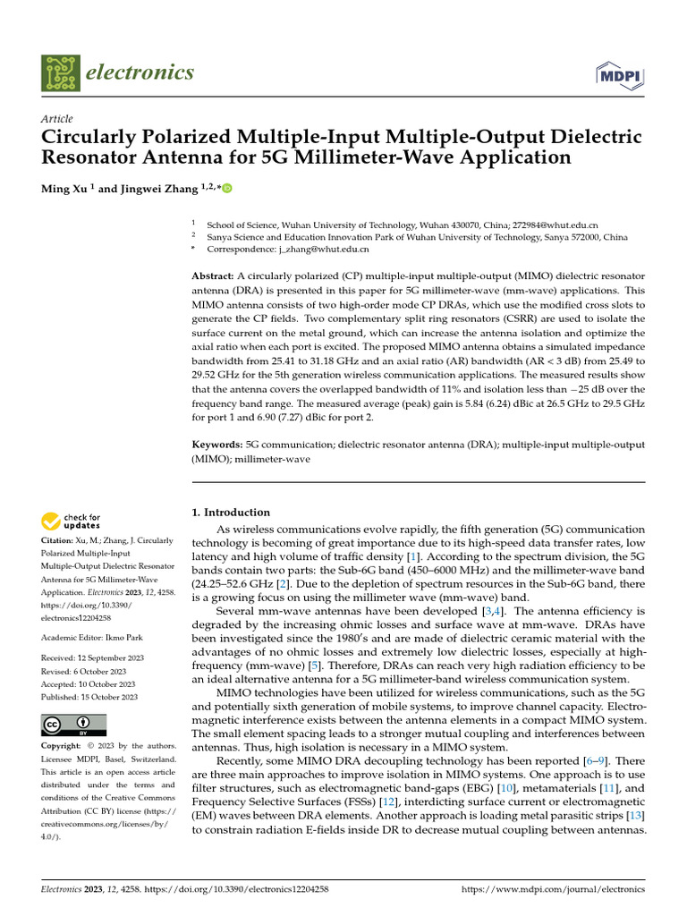 Circularly Polarized Multiple-Input Multiple-Outpu | PDF | Antenna ...