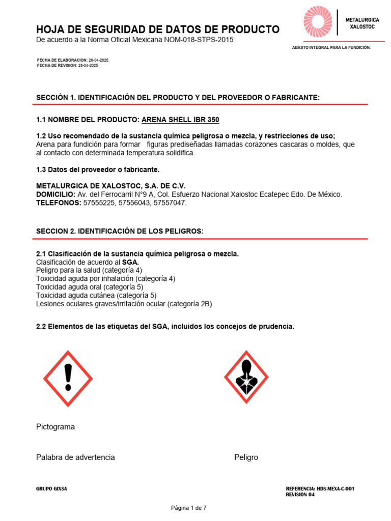 Hds Arena Shell Ibr 350 | PDF | Residuos | Agua