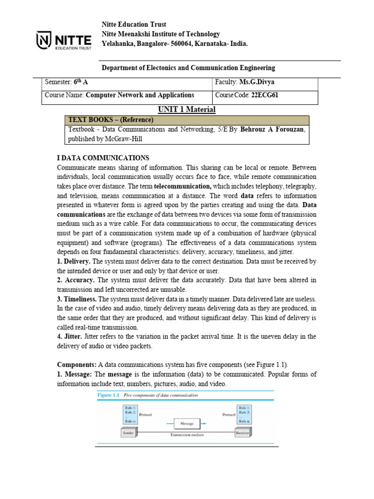 UNIT1 | PDF | Duplex (Telecommunications) | Computer Network