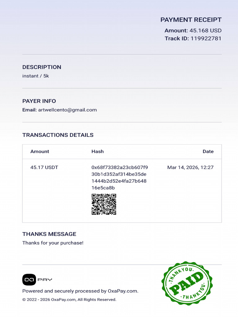 Receipt 119922781 OxaPay | PDF