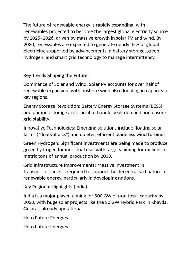 Future of Renewable Energy | PDF | Renewable Energy | Hydroelectricity