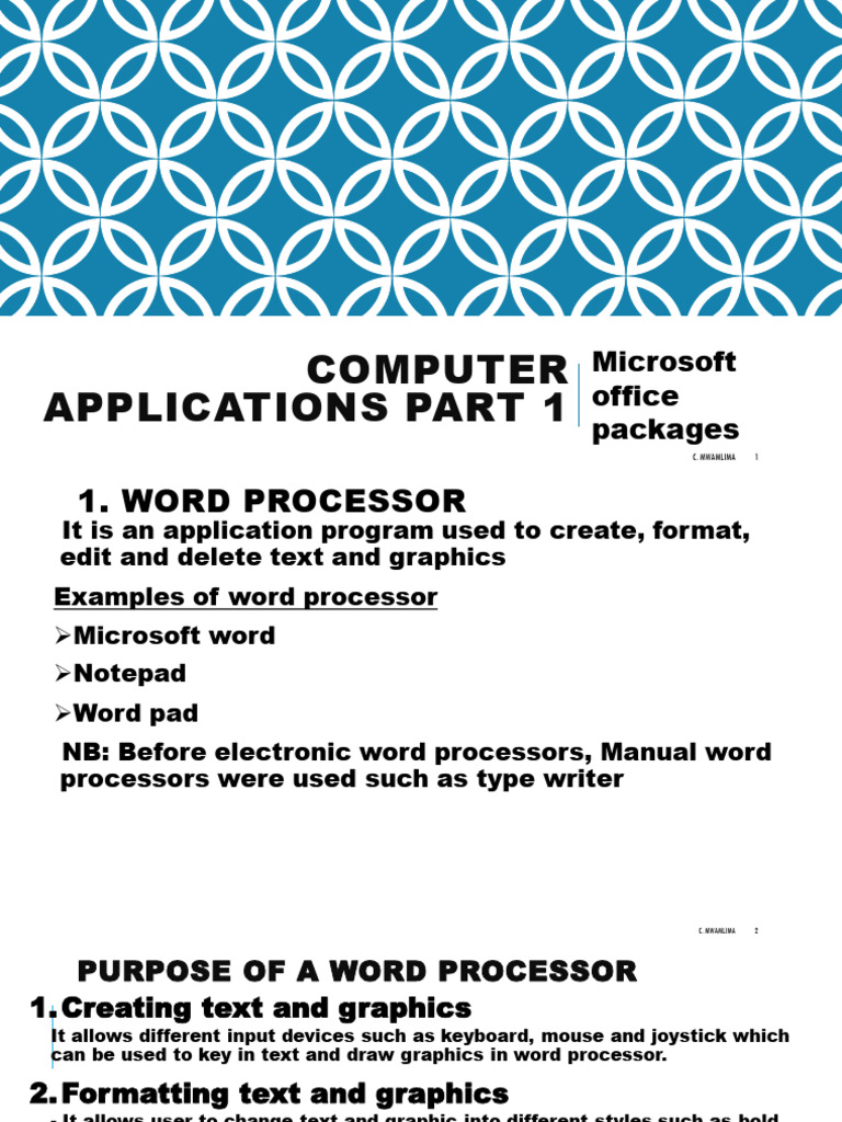 Computer Applications 1 - Microsoft Packages | PDF | Spreadsheet ...