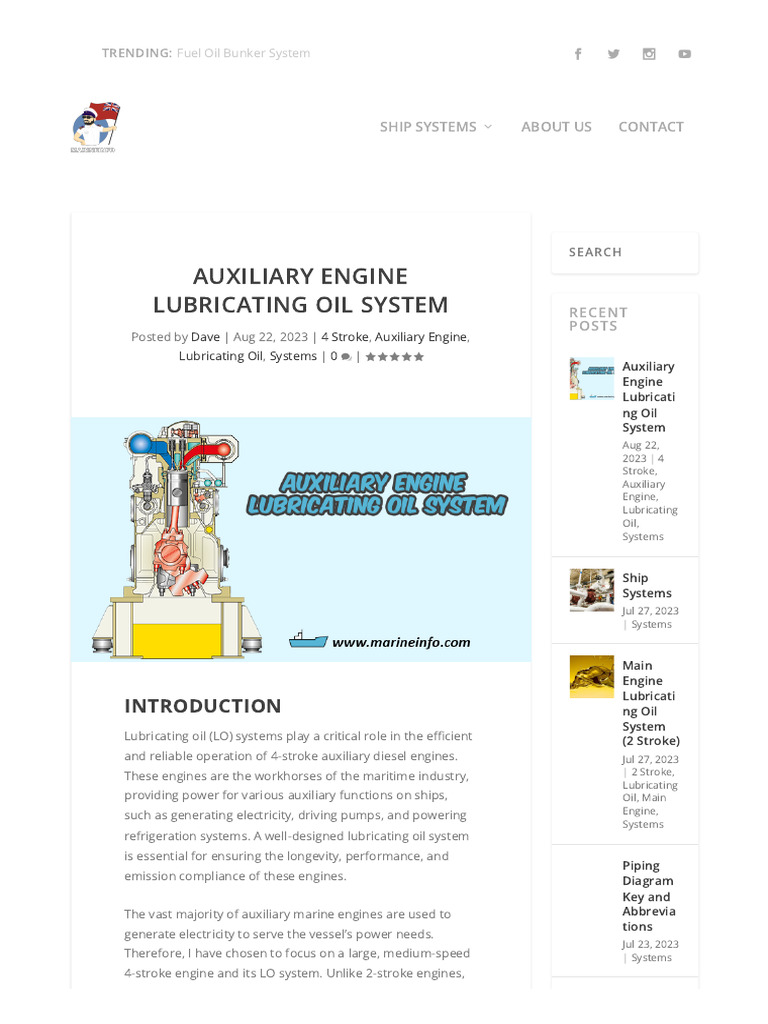 Auxiliary Engine Lubricating Oil System - Marine Info | PDF | Pump ...