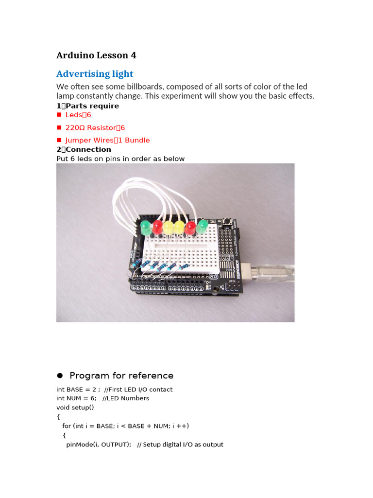 Arduino Lesson 4-Advertising Light | PDF