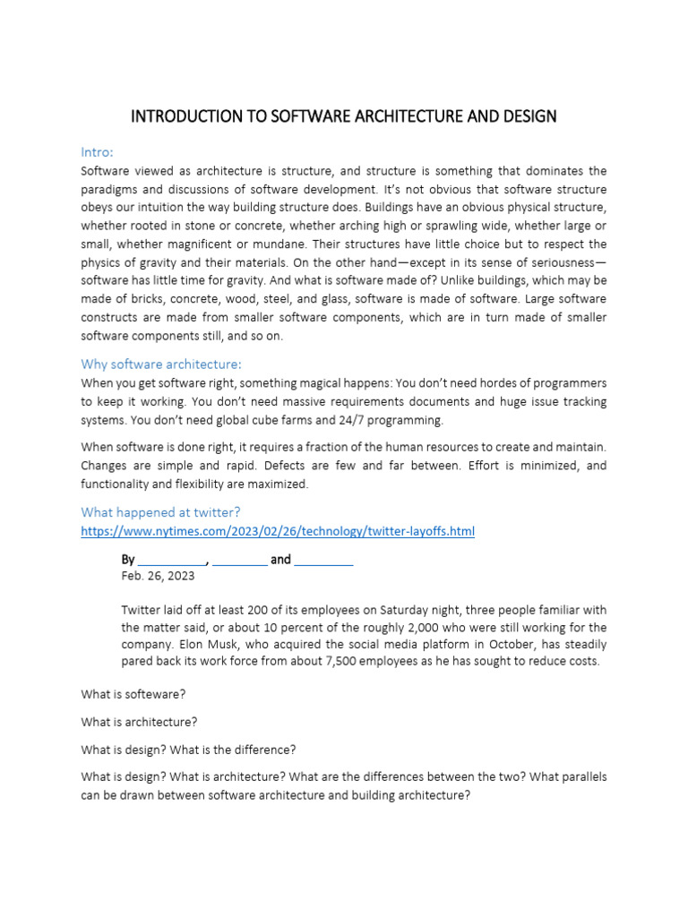 Handout 4 (Lect III) - Short Intro To Software Architecture and Design ...