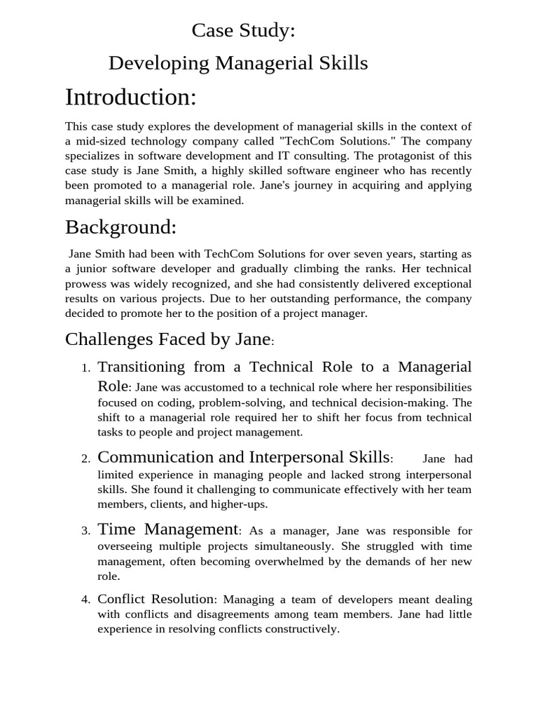 Managerial - Skills Case Study | PDF | Mentorship | Change Management