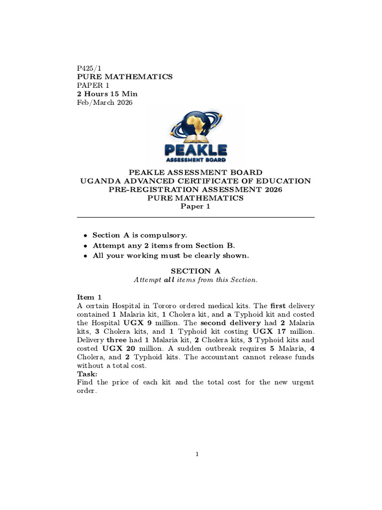 Peakle S.6 Pure Math Pre-Registration - 2026-03-26 - 003843 | PDF ...