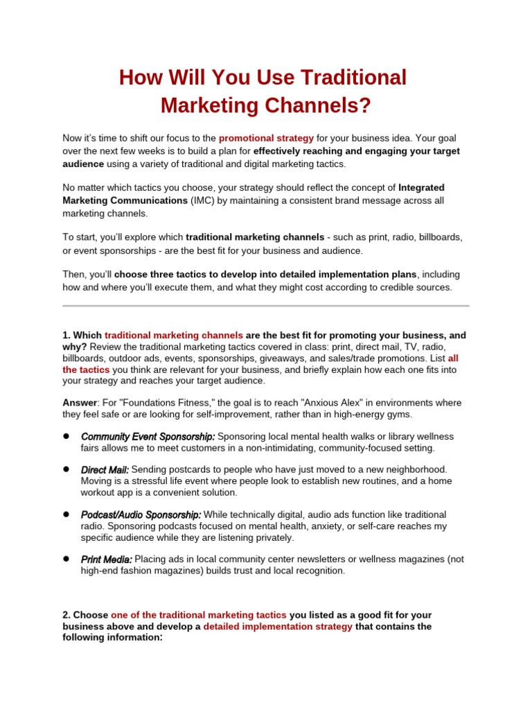 MRK 2220 Worksheet #5 - Traditional & Digital Marketing Strategies ...