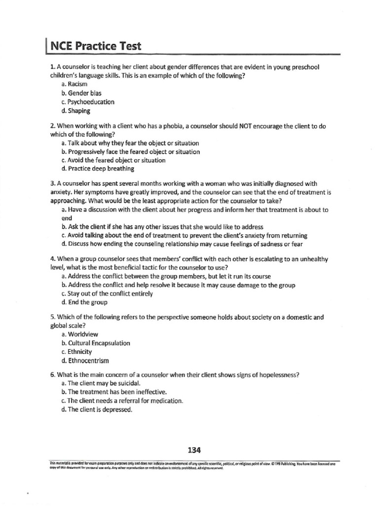 Test Prep Books NCE Practice Test | PDF