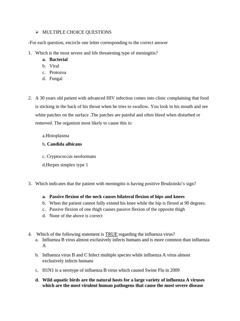 Question of Communicable Disease | PDF | Meningitis | Infection