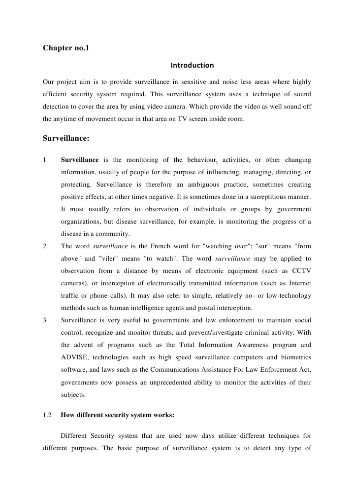 Chapter No.1 Surveillance Is The Monitoring of The Behaviour
