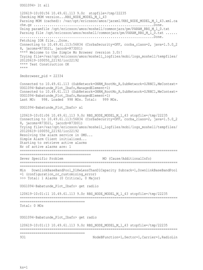 Ericsson RBS Node Configuration Logs | PDF