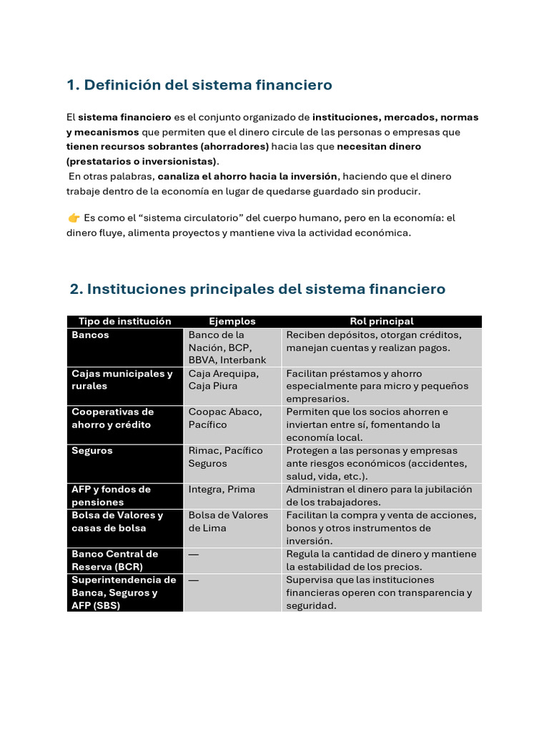 El Sistema Financiero | PDF | Bancos | Sistema financiero
