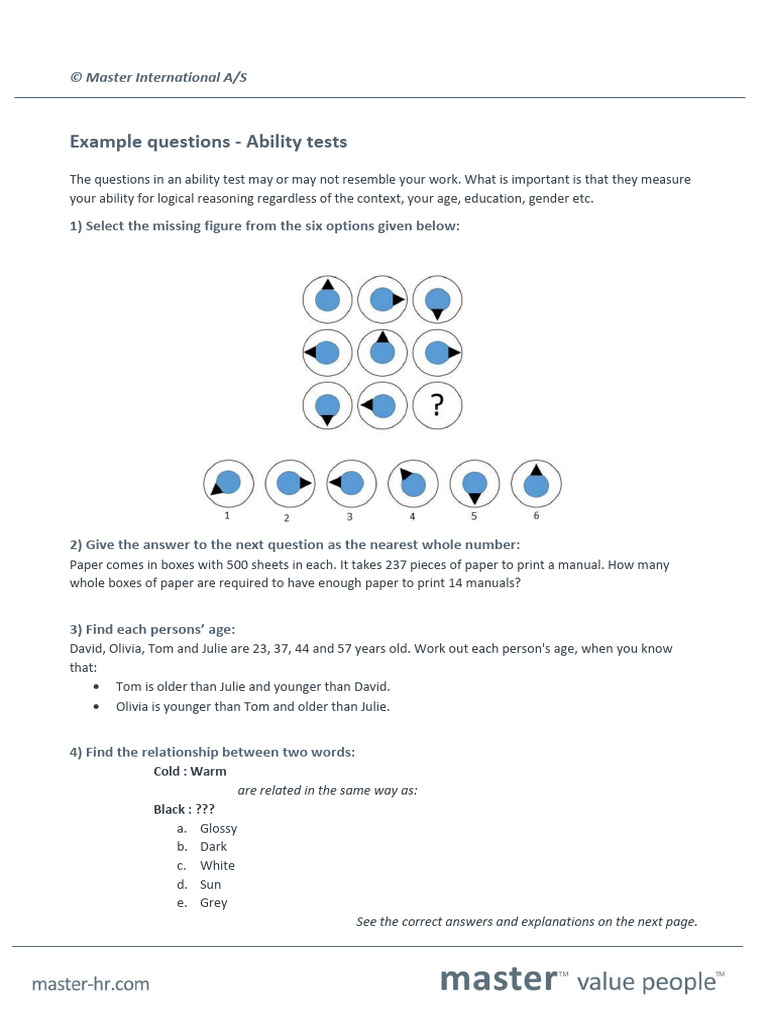 Item Examples For Ability Tests | PDF
